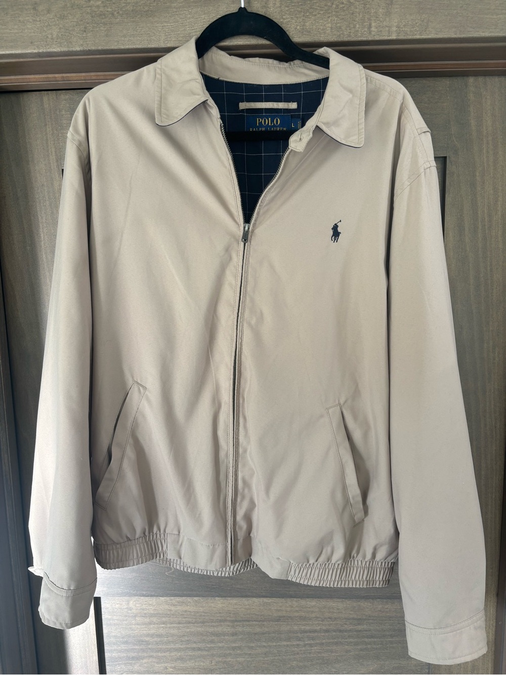 Ralph Lauren Beige Zip Harrington Jacket with Navy Pony